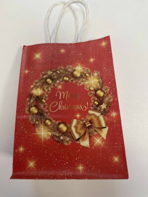 cerveno zlata taska merry xmas venec