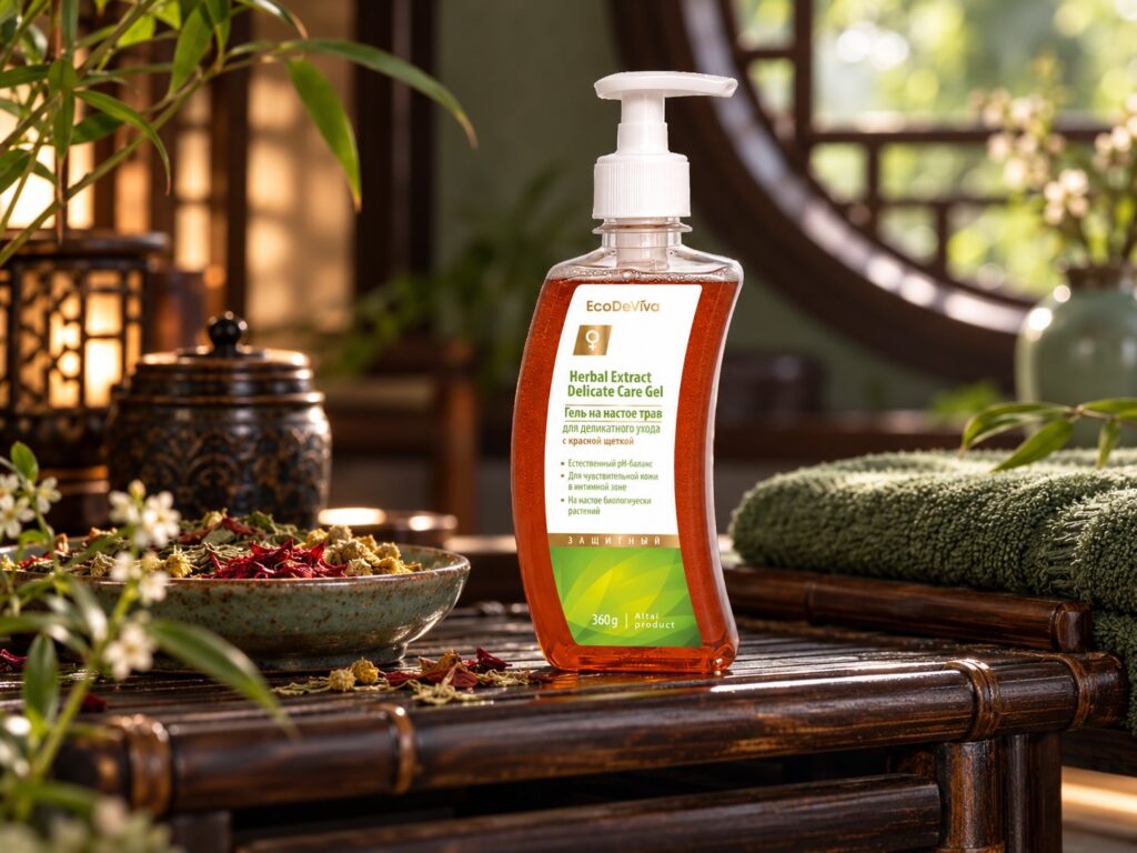 Bylinný gel tianDe EcoDeViva pro intimní péči v přírodním spa zátiší